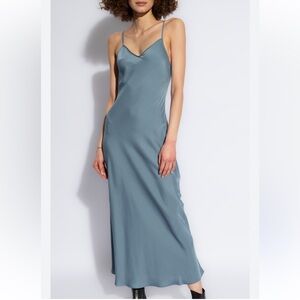 Privacy Please Slate Deep Plunge Silky Maxi Dress 🆕